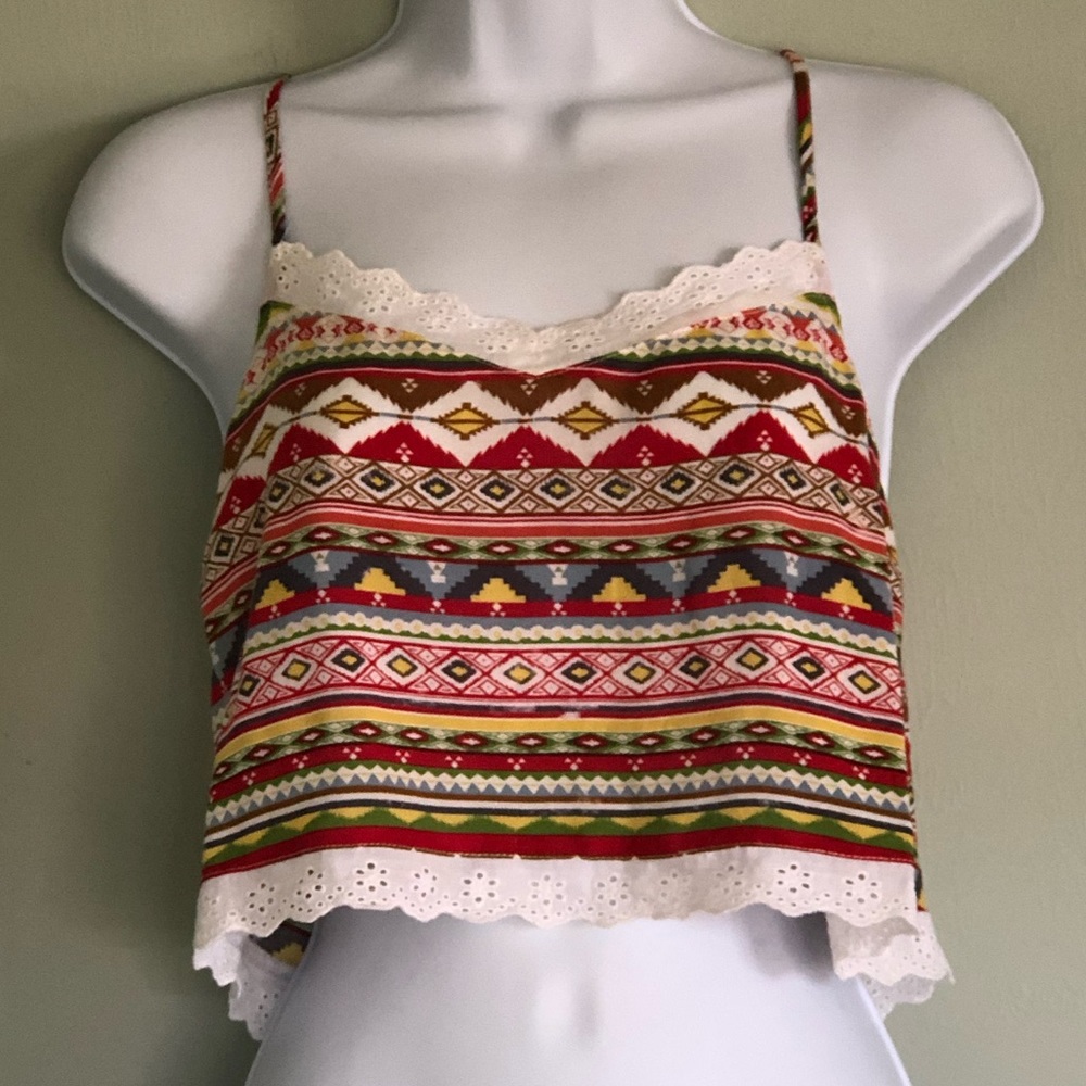 Multi color boho crop top